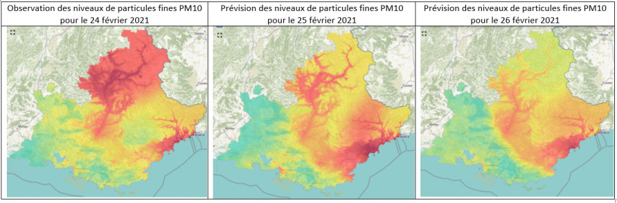Carte PM10 du 24 au 26 février 2021