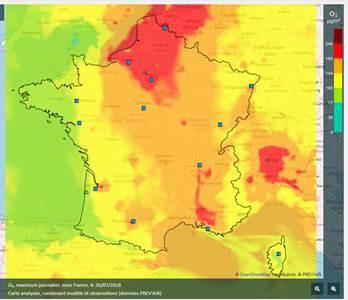 carte prevair de France -  juillet 2018