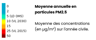 légende carte PACA PM2.5 2022