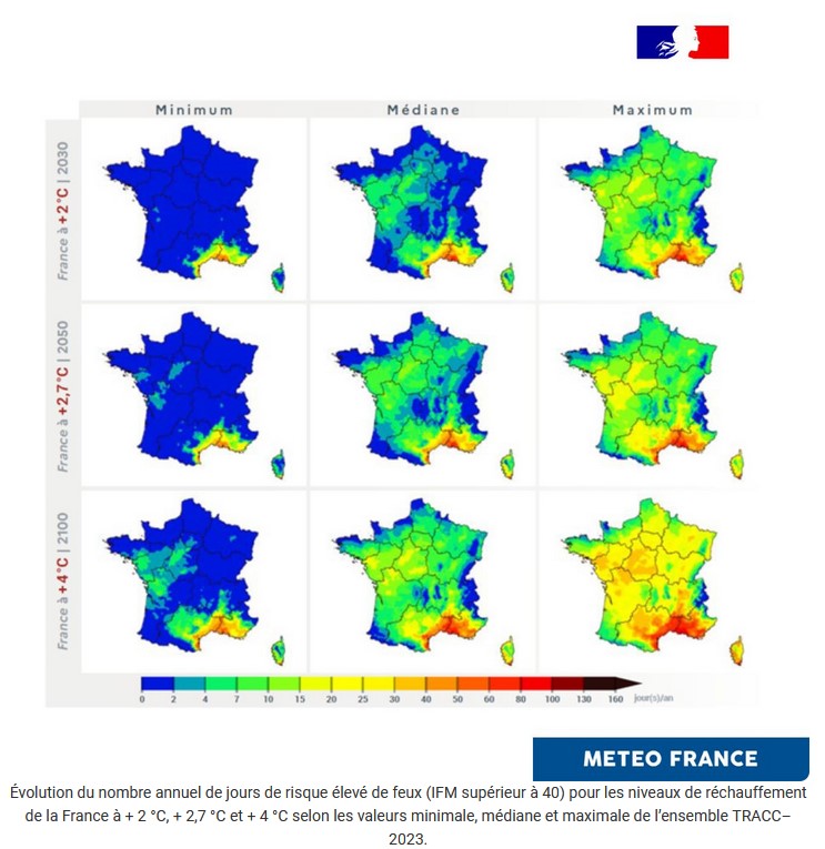 carte Météo France risque incendie évolution température