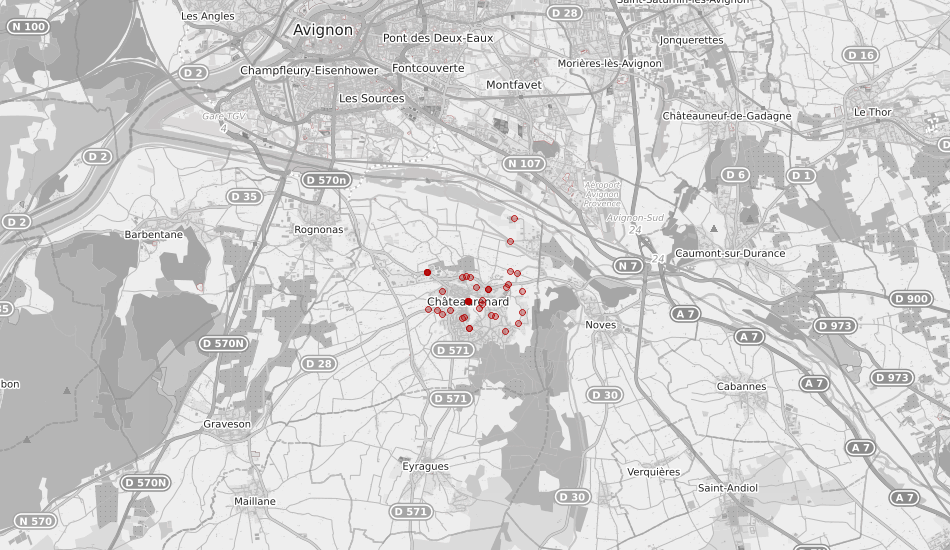 Carte des signalements de nuisance sur SignalAir à Châteaurenard le 29 septembre 2025