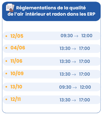 calendrier formation - réglementation - 2026