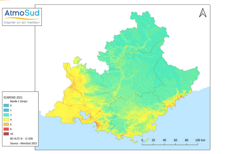 Indice icair en région Sud