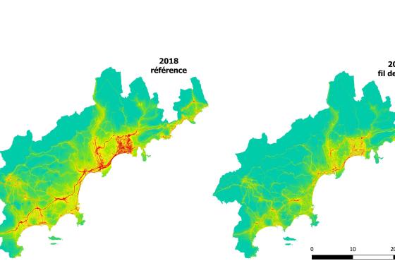 Carte NO2 Nice en 2018 et 2025