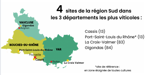 Carte sites région sud