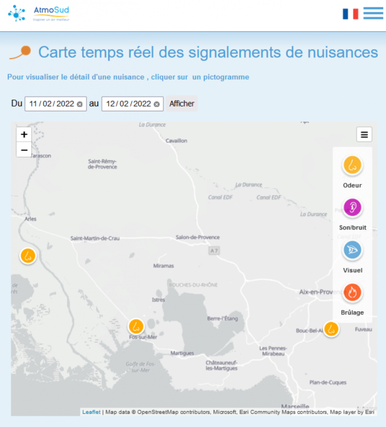 signalements de nuisance suite à l'incendie de saint-chamas