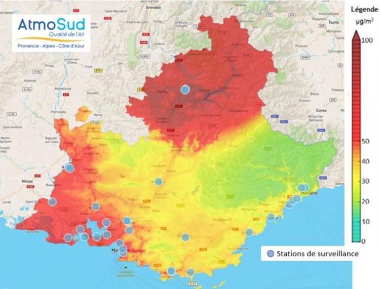 concentrations journalieres PM10 6 fevrier 2021