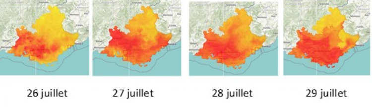 carte de l'ozone en région du 26 au 29 juillet 2018