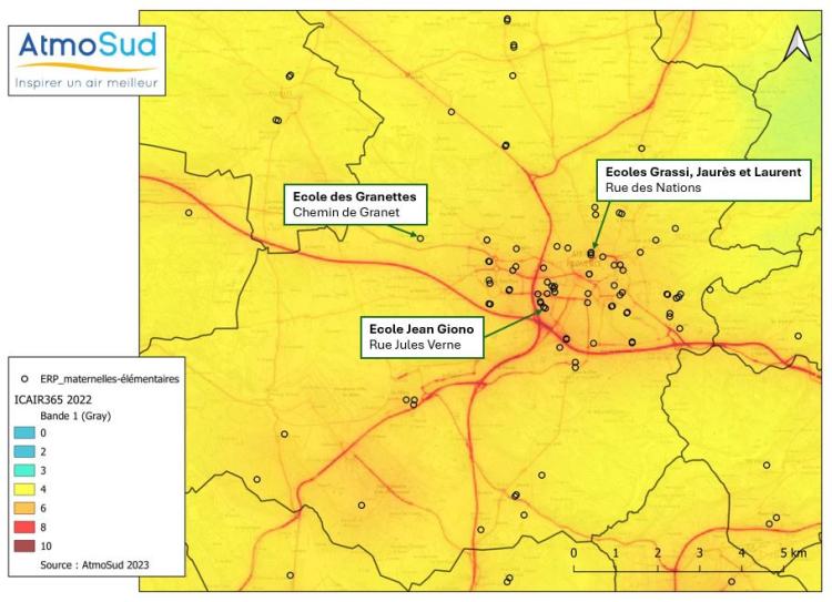 carte ICAIR 2022 rue scolaires Aix-en-Provence