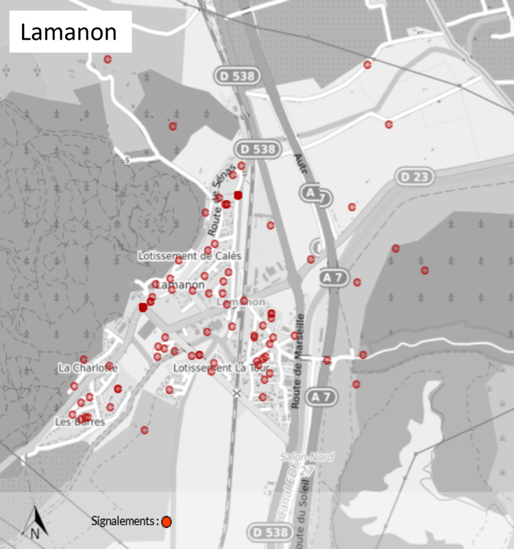 carte signalements simple Lamanon