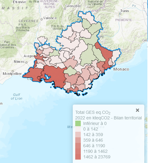 Carte territoriale captation GES 2022