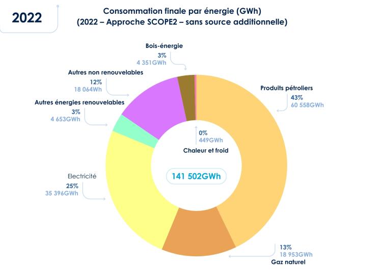 Consommation finale par energie 2022