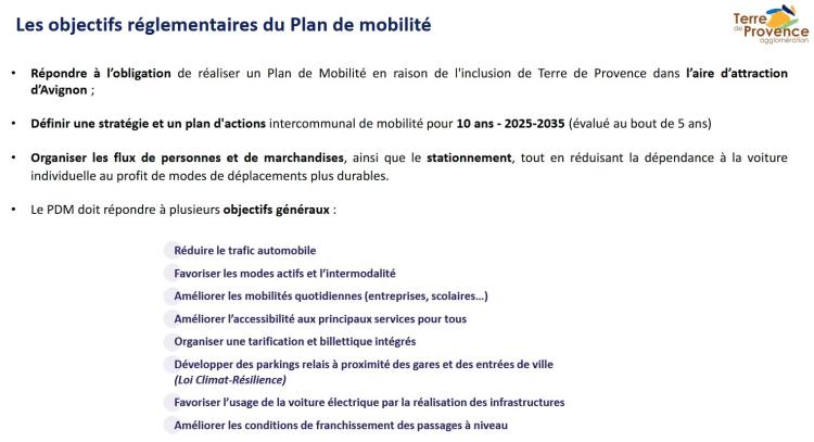 Objectifs règlemantaire PDM TDP