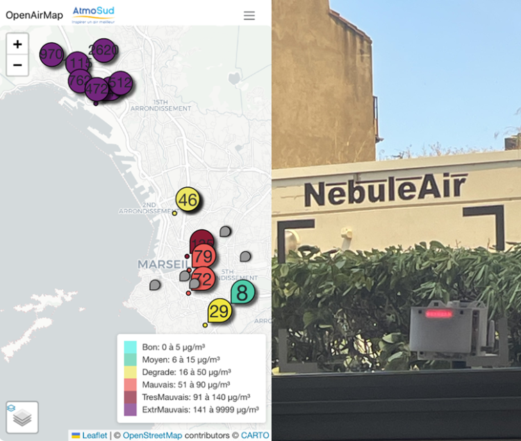 capteur NebuleAir et open air map