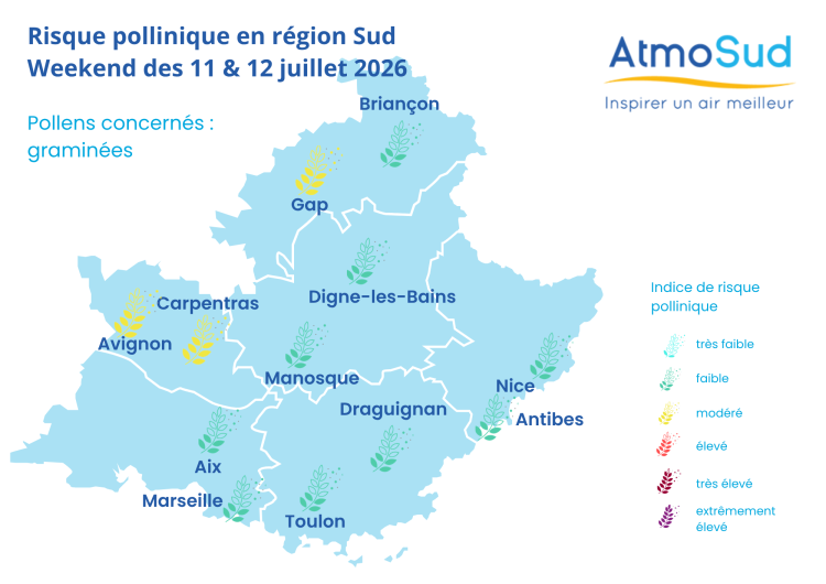 carte pollens - 11 et 12 juillet 2026